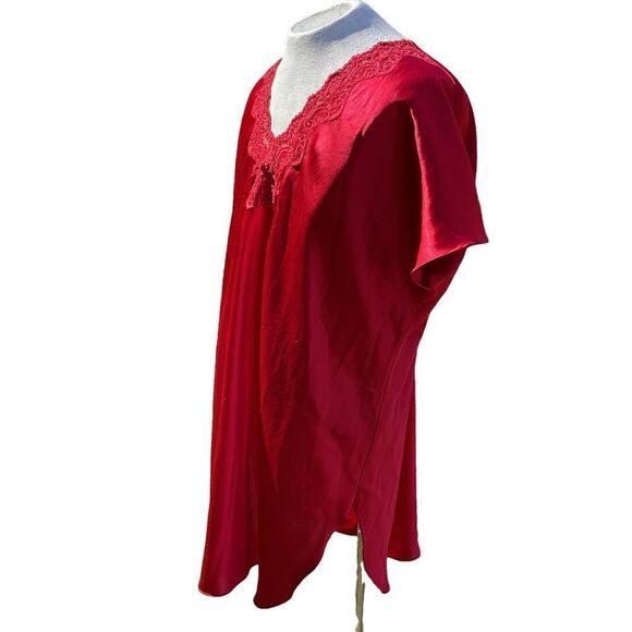 Vintage red satin nightdress nightgown, XL. 0475 - Picture 4 of 5